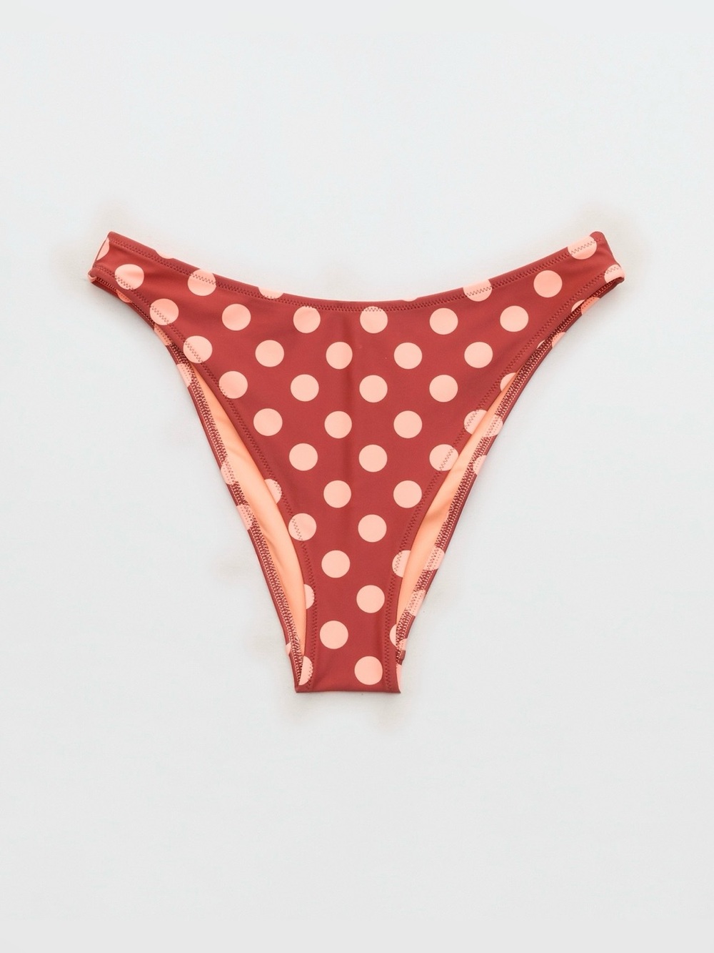 Aerie Mid Rise Cheeky Bikini Bottom | S - NWT - Rust Polka Dot